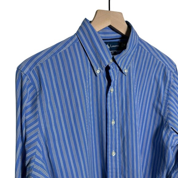 Ralph Lauren Shirt Men's Size Medium Blue Classic Fit Long Sleeve Button Down - Picture 6 of 9